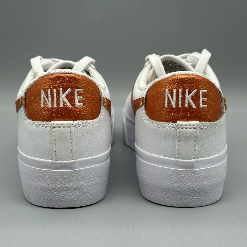 Size 9 Nike Blazer Platform Low White Metallic Copper Sneakers Women New - Picture 4 of 8